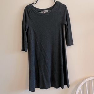 LOFT Dark Gray 3/4 Sleeve Swing Dress